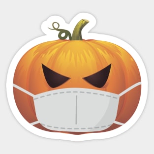 Orange halloween pumpkin in a mask Sticker